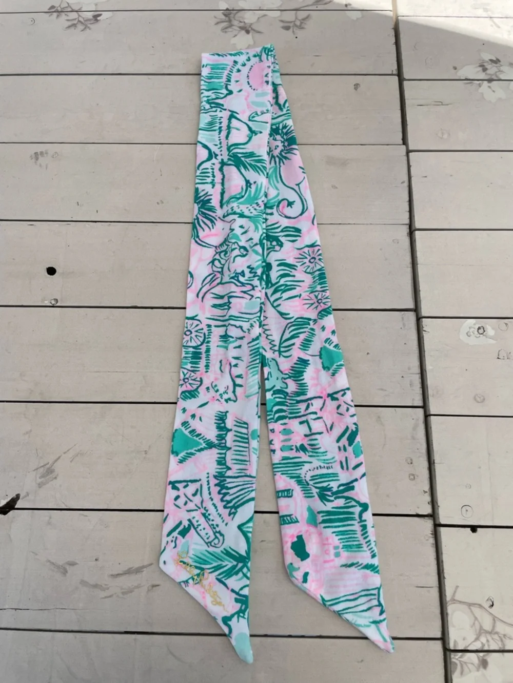 Lilly Pulitzer Pink and Teal Printed Headscarf Headband